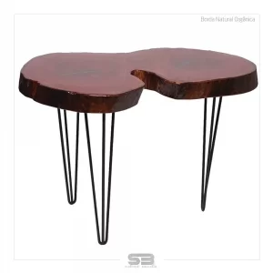 Mesa Resinada de Jantar Sérvia -  Madeira Maciça e Pés de ferro 1,15 X 0,70