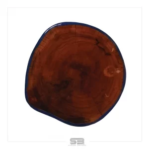 Mesa Resinada de Centro/ Cabeceira Lituania - Madeira Maciça e Pés de ferro Diâmetro 48 CM 