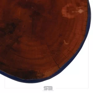 Mesa Resinada de Centro/ Cabeceira Lituania - Madeira Maciça e Pés de ferro Diâmetro 48 CM 