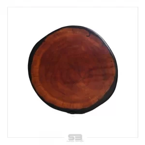 Mesa Resinada de Centro/ Cabeceira DUBLIN - Madeira Maciça e Pés de ferro Diâmetro 50 CM