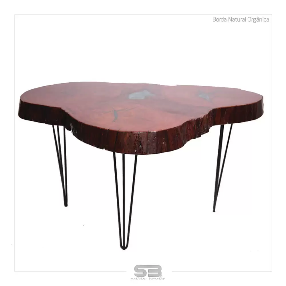 Mesa Resinada de Jantar Atenas -  Madeira Maciça e Pés de ferro 1,45 X 1,00