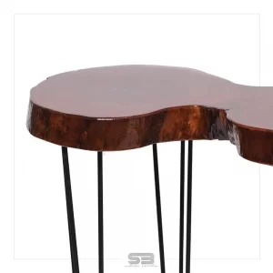 Mesa Resinada Bistrô ÀUSTRIA - Madeira Maciça e Pés de ferro 1,23 X 0,65 
